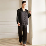 19 Momme Men's V Neck Lapel Collar Silk Pajamas Set
